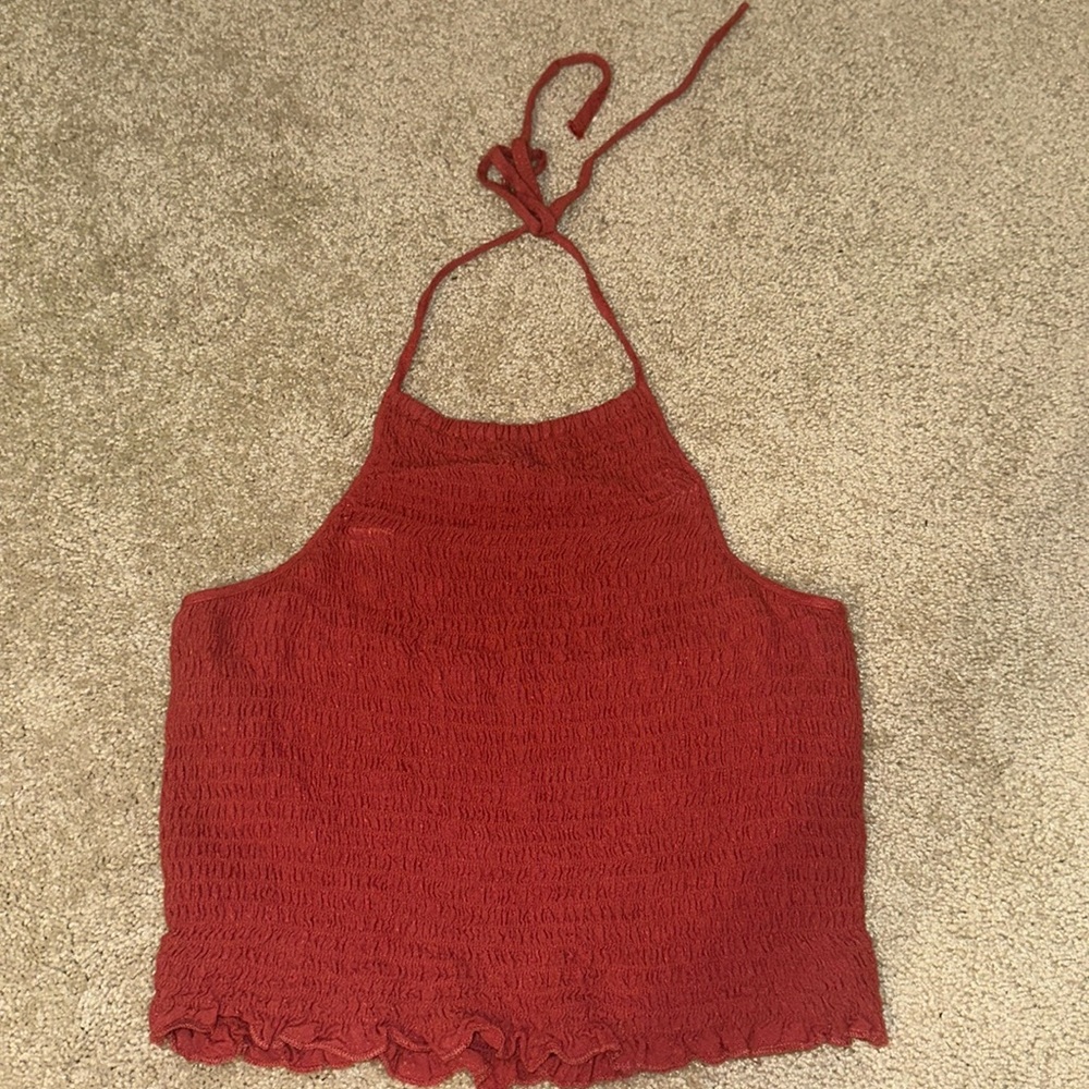 Corally pink halter crop top from American Eagle. Size XS.